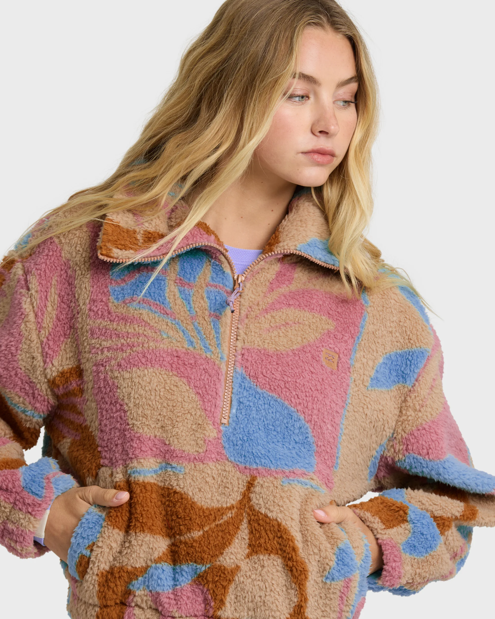 A/Div Barra Half Zip Sherpa Fleece - Oatmeal - Image 3