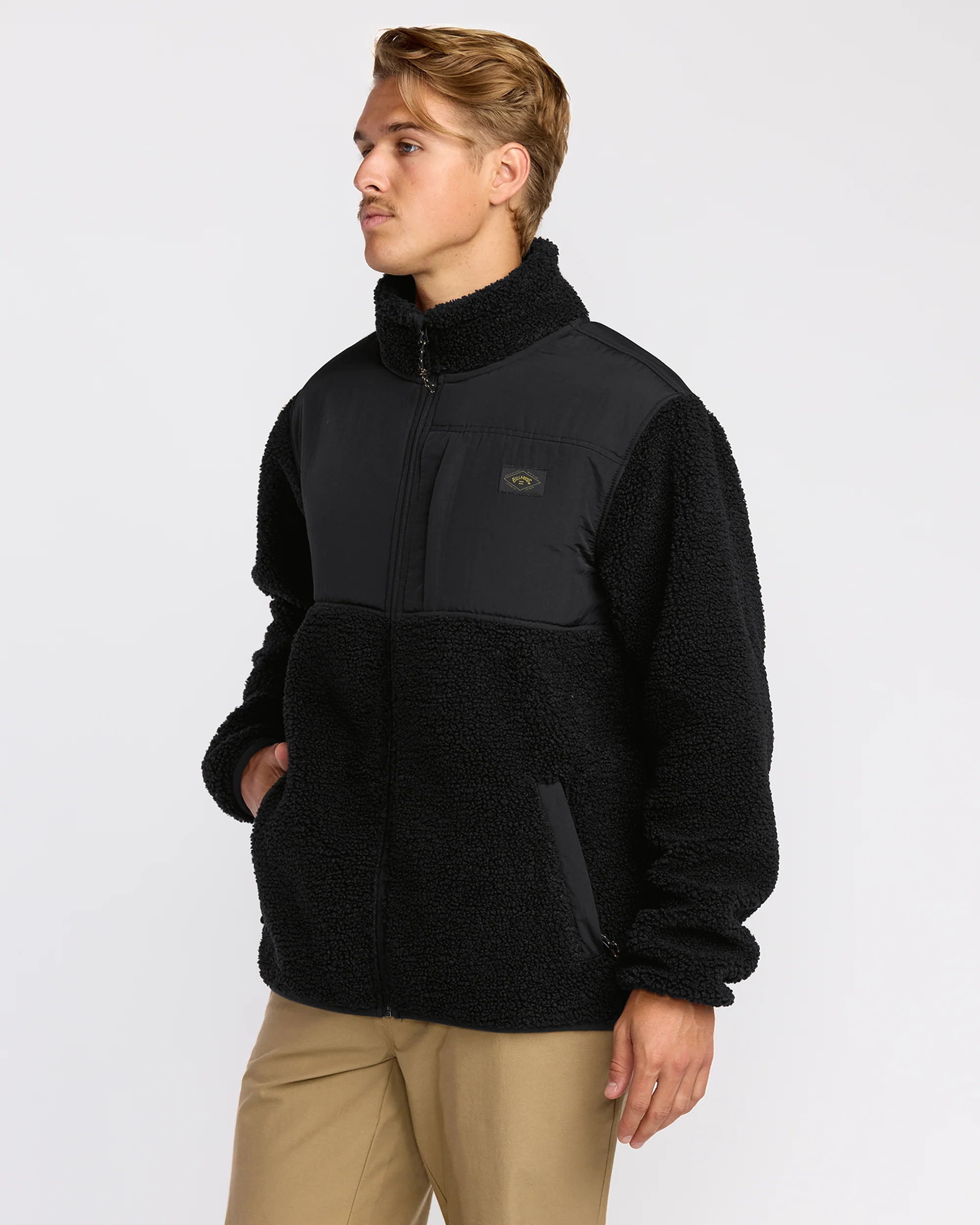 Mens Boundary Summit Mock Neck Zip Up Fleece Jacket - Image 3