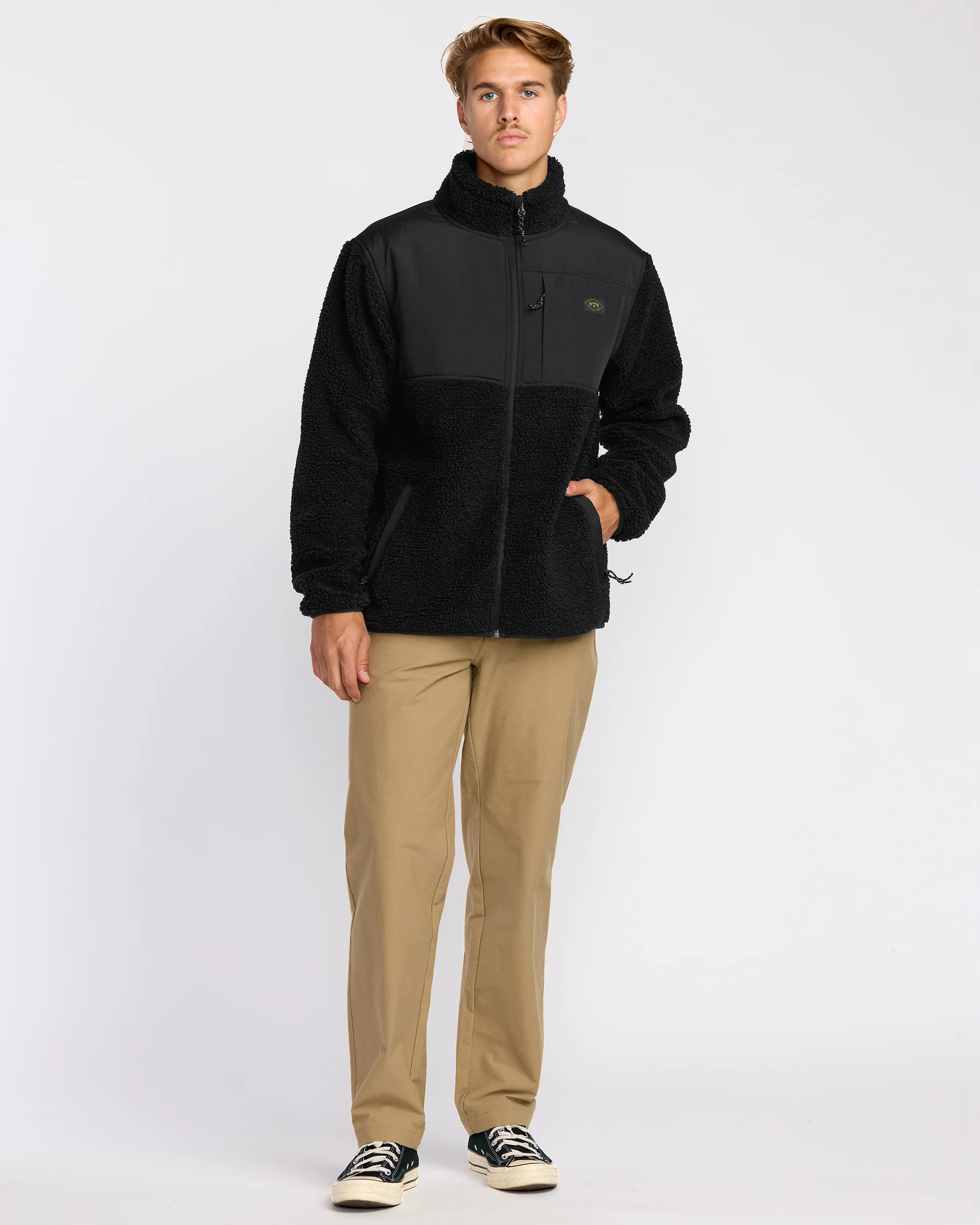 Mens Boundary Summit Mock Neck Zip Up Fleece Jacket - Image 4