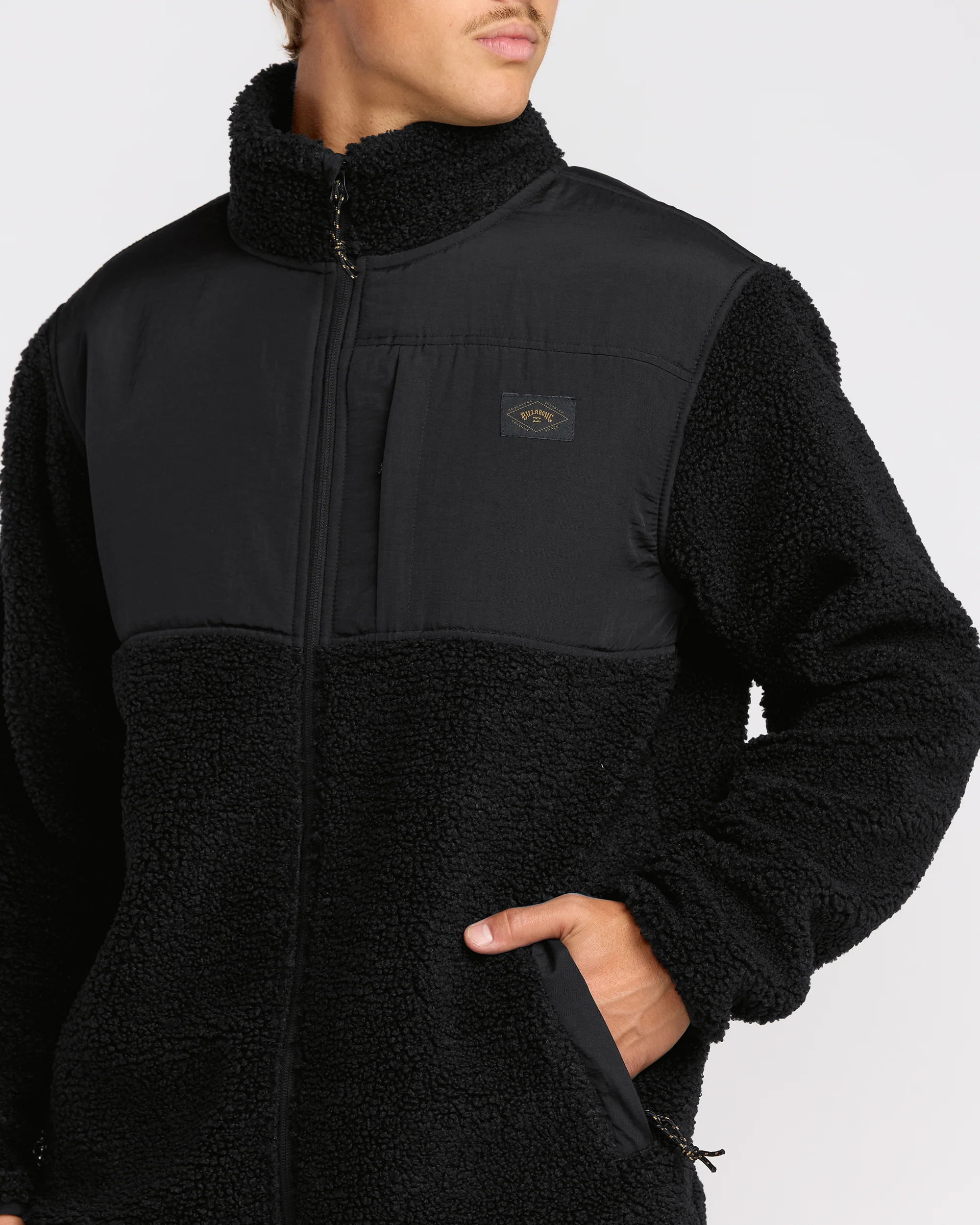 Mens Boundary Summit Mock Neck Zip Up Fleece Jacket - Image 5