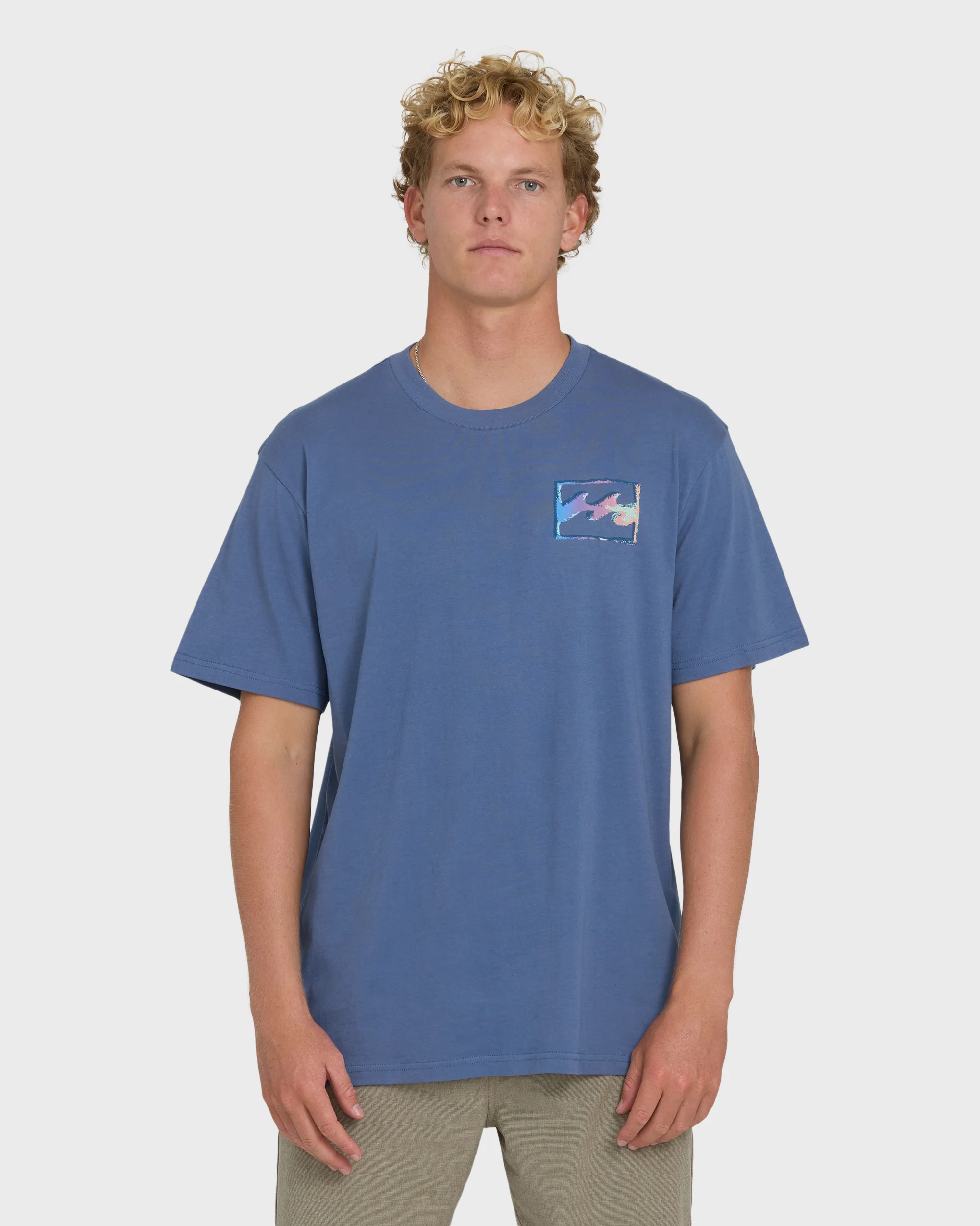 Crayon Wave Premium Short Sleeve Knit T-Shirt - Blue Horizon