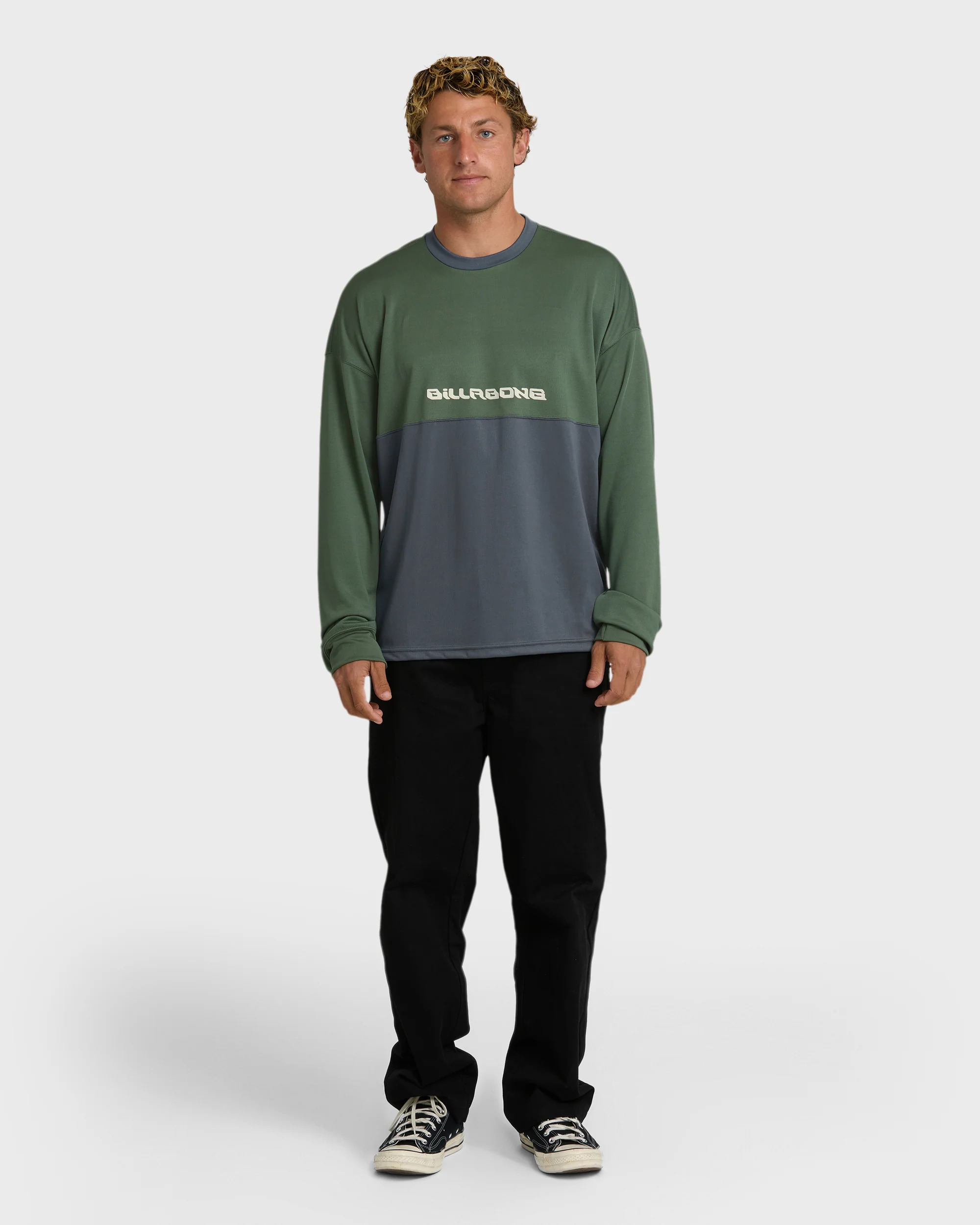 Deep Fake Crew Long Sleeve Knit Top - Hunter Green - Image 4