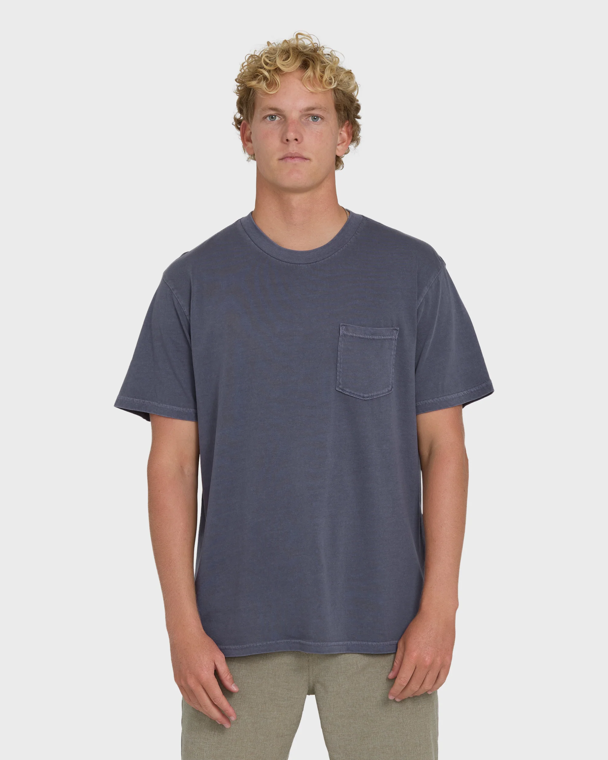 Essential Wave Washed Premium Short Sleeve Pocket Tee - Graystone