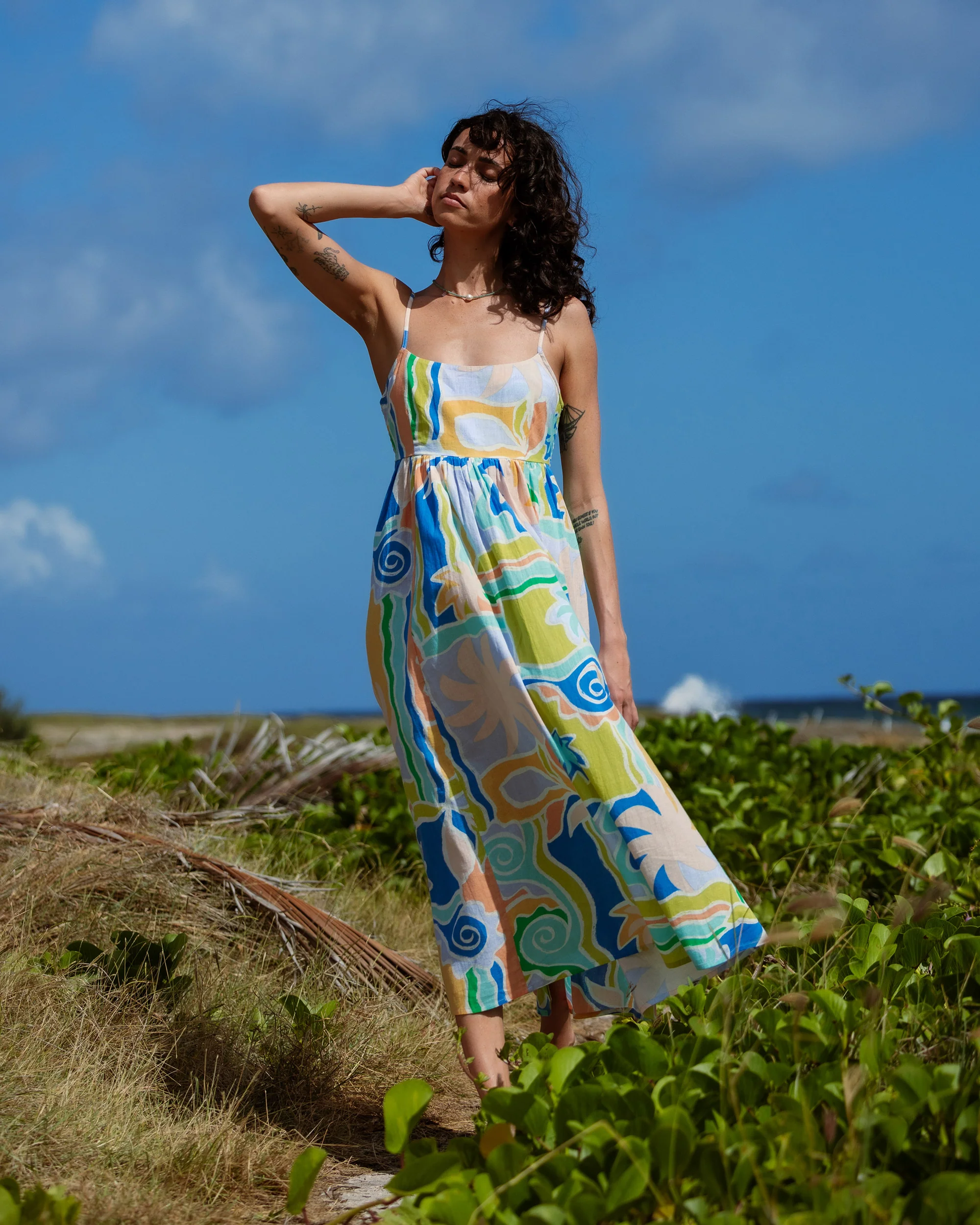 Island Life Midi Dress - Blue Multi - Image 2