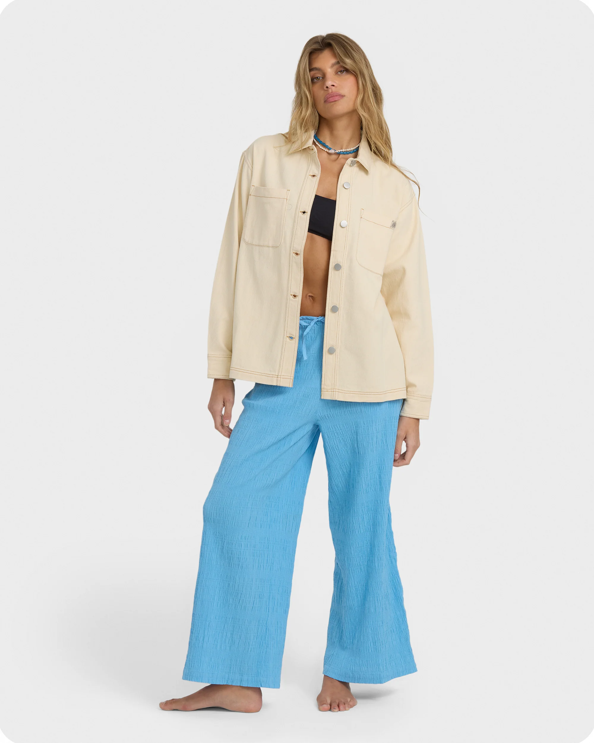 Laura Twill Shacket - Antique White - Image 5