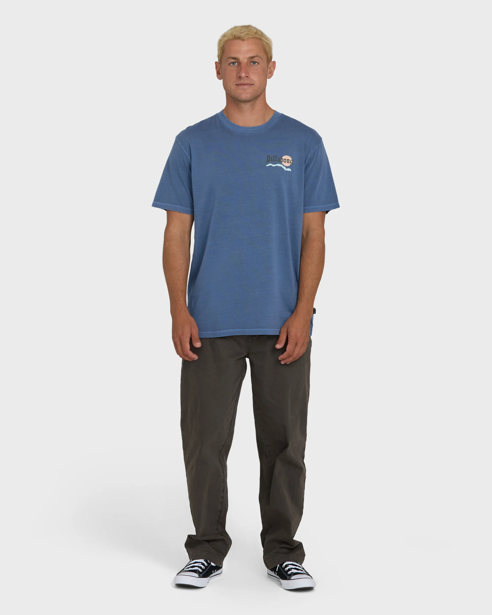 Loner Wave Washed Premium Short Sleeve Knit T-Shirt - Blue Horizon - Image 4