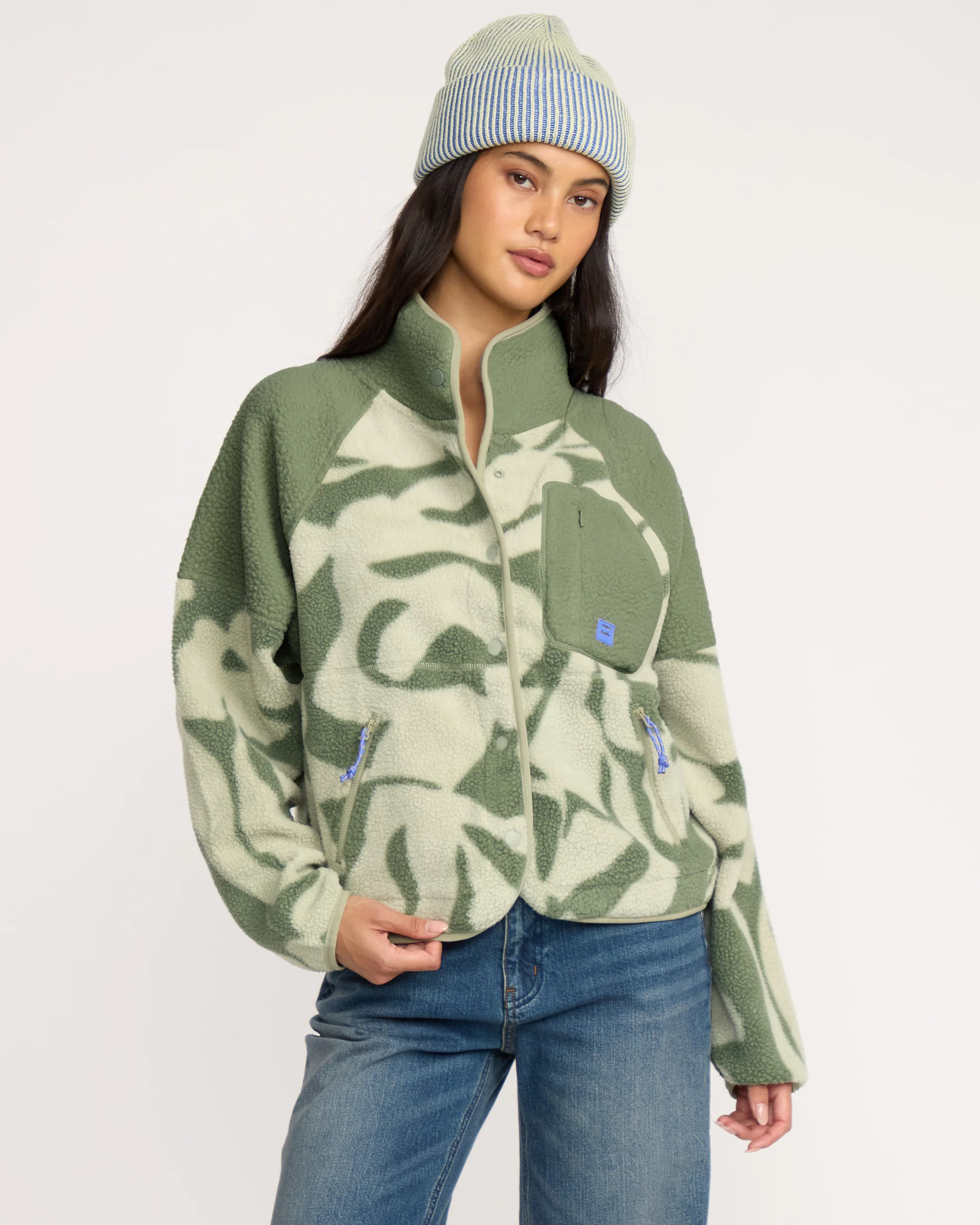 A/Div Popoyo Snap Up Sherpa Fleece Jacket - Seagrass