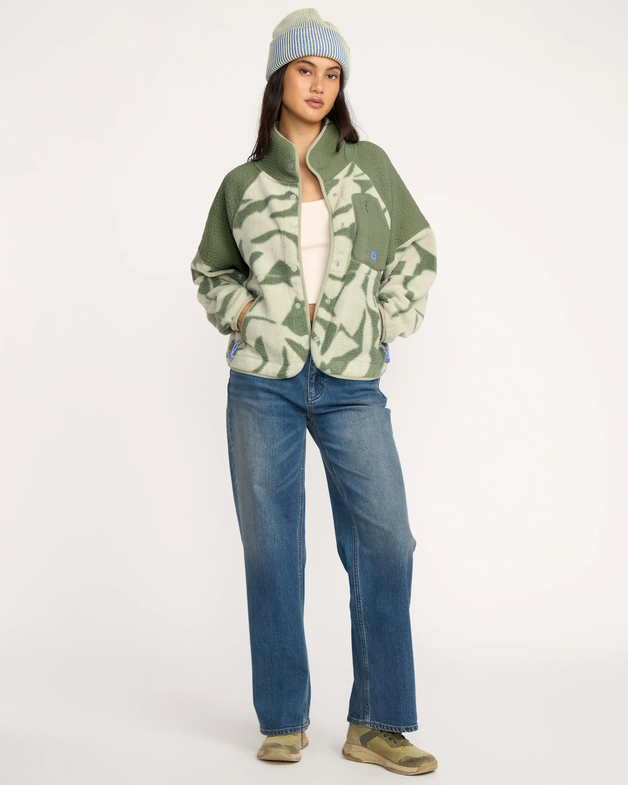 A/Div Popoyo Snap Up Sherpa Fleece Jacket - Seagrass - Image 4