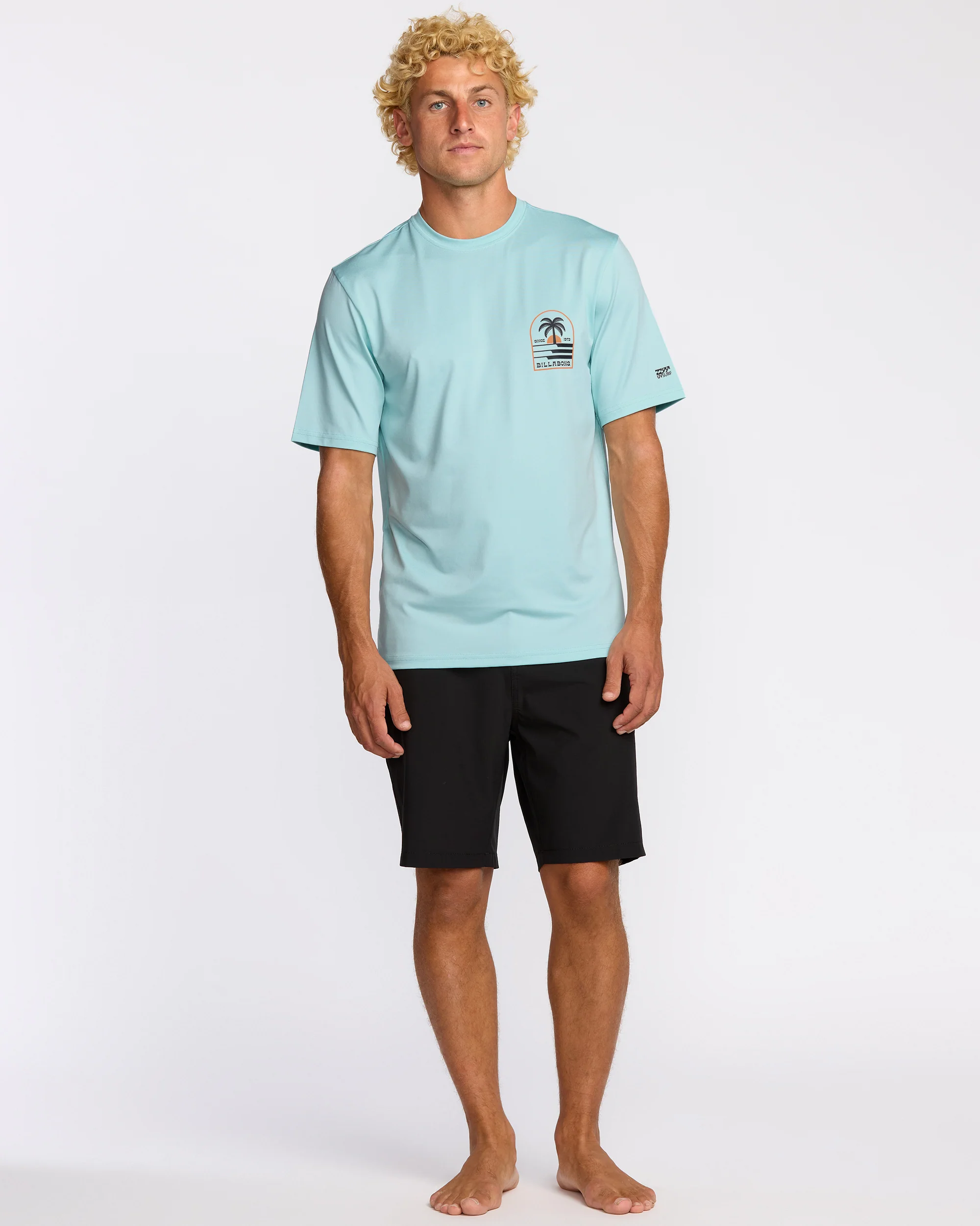 Portal Loose Fit Short Sleeve Surf Short Sleeve T-Shirt - Light Blue Heather - Image 4