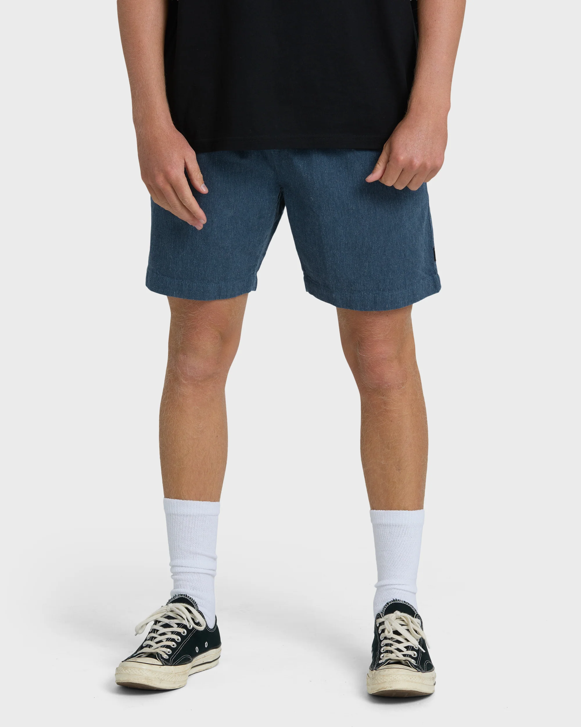 San O Layback 16" Linen Shorts - Blue Heather