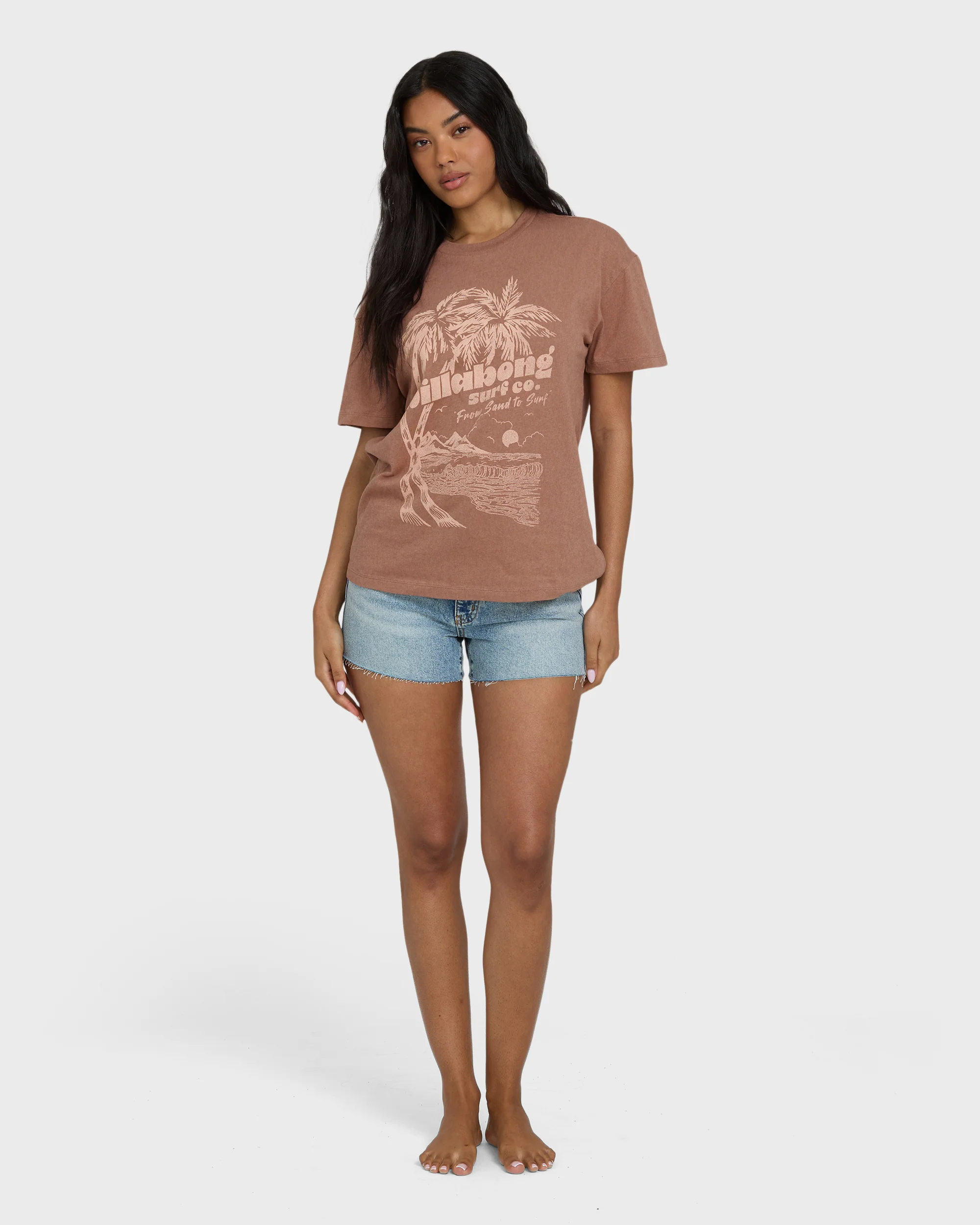 Sand To Surf Short Sleeve Knit Graphic T-Shirt - Brown Stone - Image 4