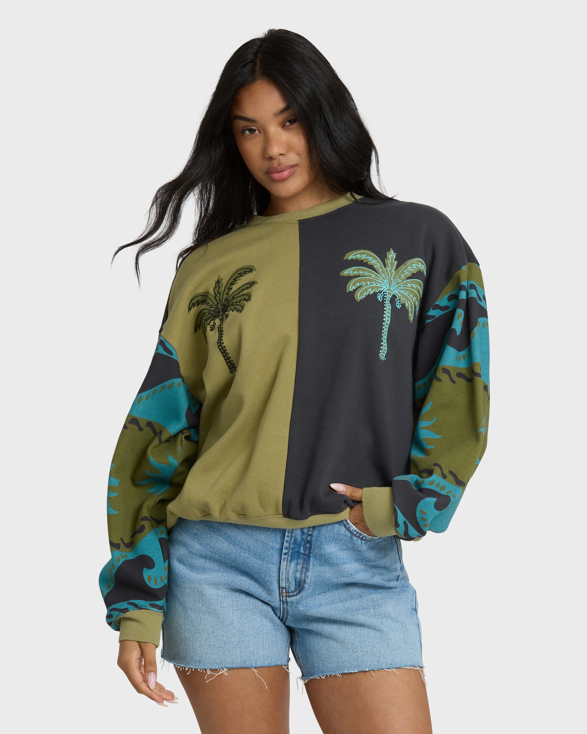 Split Palm Kendal Crewneck Sweatshirt - Cedar