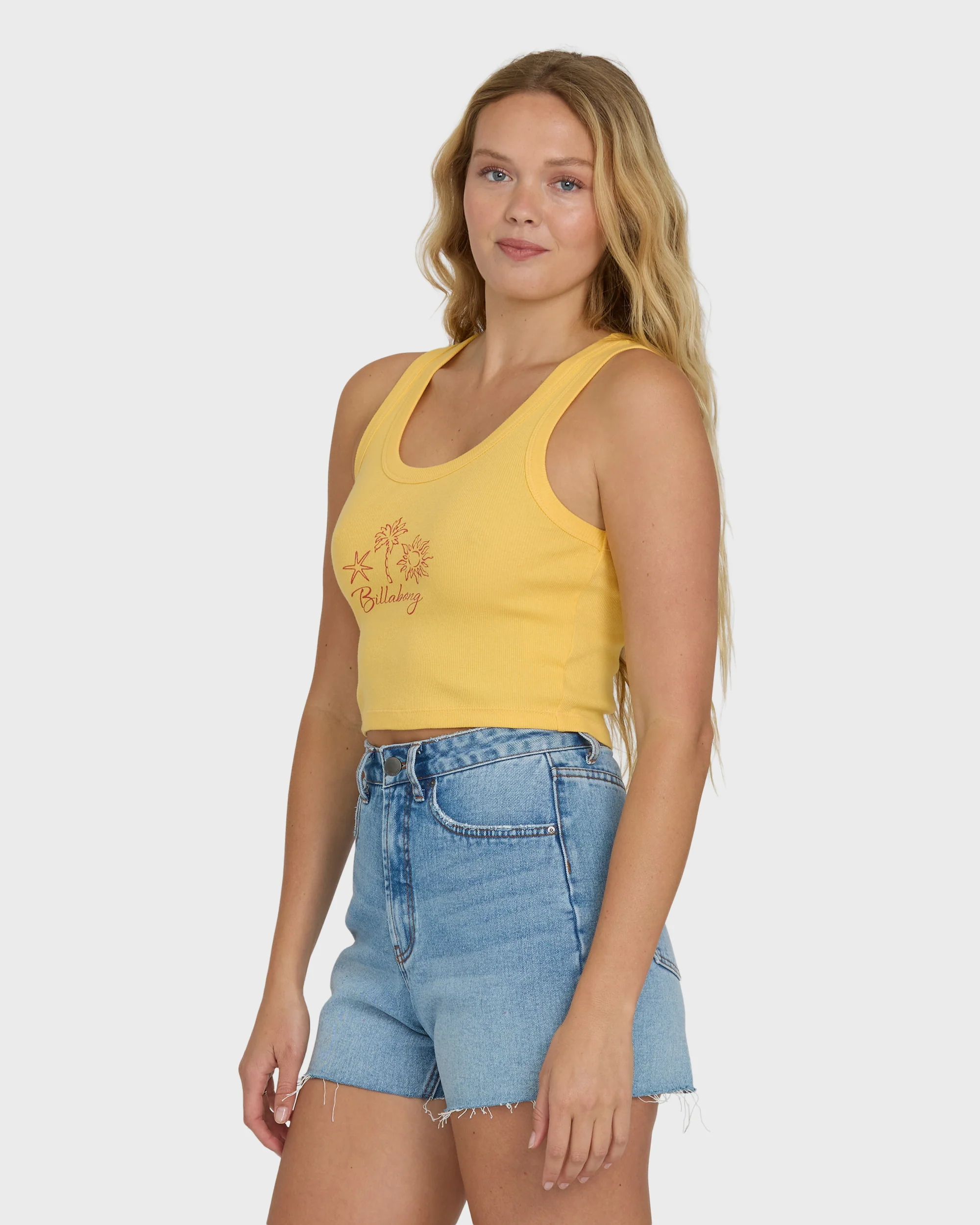Sun Palm Seashell Tank Top - Soft Yellow - Image 3